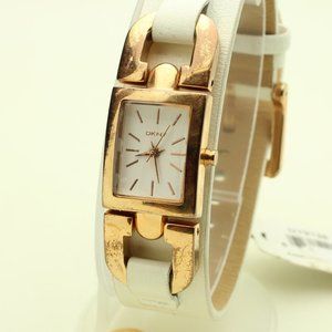 DKNY Genuine Leather White Band Gold Face Women's Watch NY9128
